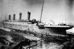 RMS Titanic in its final stages of construction is being outfitted before sea-trials.
