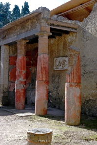 Contrary to popular belief, the Romans liberally used color & brick instead of marble.  -Herculaneum, Campania Region, Italy.